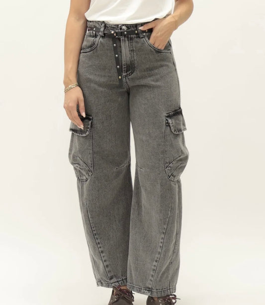 Jeans cargo TENSIONE IN art. W25P439 colore grigio