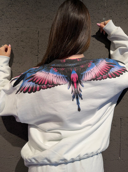 Felpa girocollo con stampa COUNTY OF MILAN art. 26ECM30103 colore bianco, rosa, grigio
