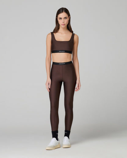 Top In Lycra Lucida Con Elastico Logato In Contrasto HINNOMINATE art. HMABW02022 colore bordeaux e marrone