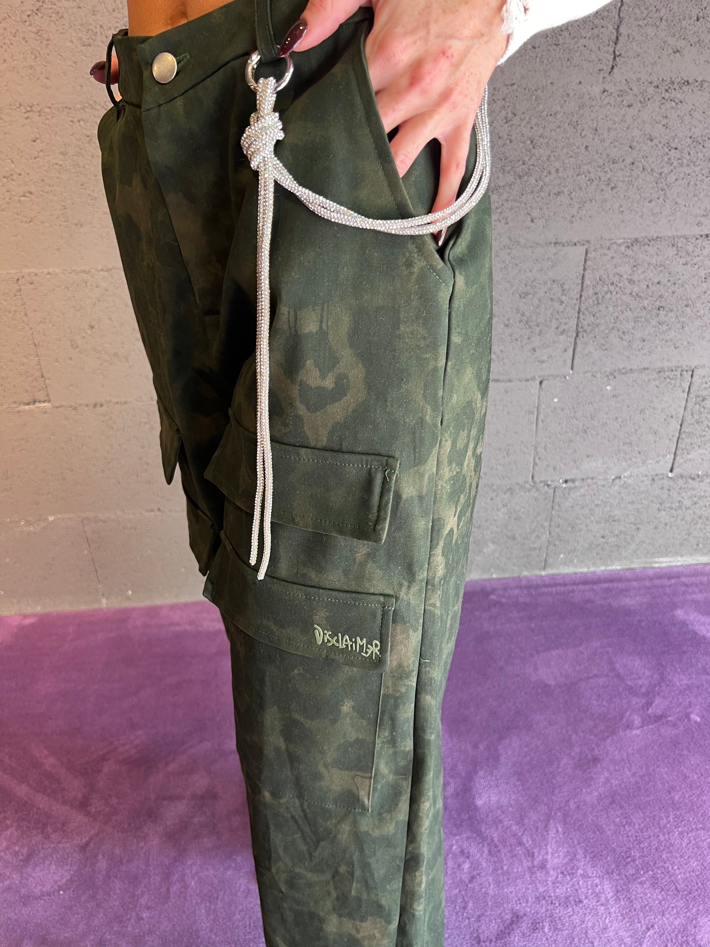 Pantalone cargo mimetico DISCLAIMER art. 25IDS55300 colore verde