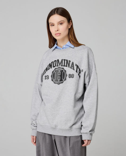 Felpa over paricollo college HINNOMINATE art. HMABW02070 colore nero e grigio