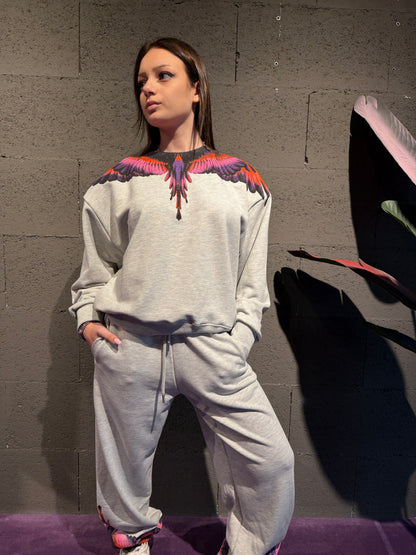 Felpa girocollo con stampa COUNTY OF MILAN art. 26ECM30103 colore bianco, rosa, grigio