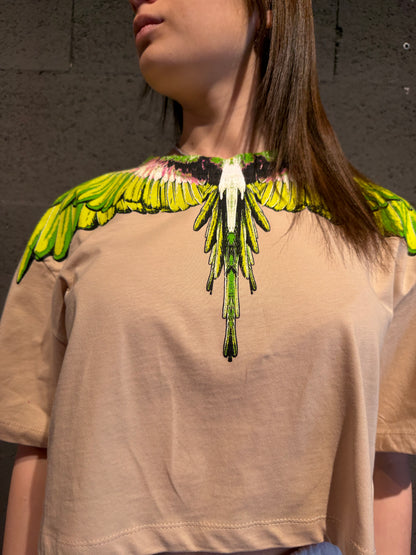 Maglia crop in jersey con stampa COUNTY OF MILAN art. 26ECM30122 colore bianco, grigio, nero, sabbia, rosa, fucsia, magenta