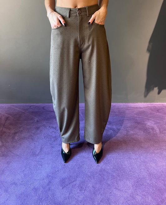 Pantalone con strass KONTATTO art. TT3006N colore moro, grigio