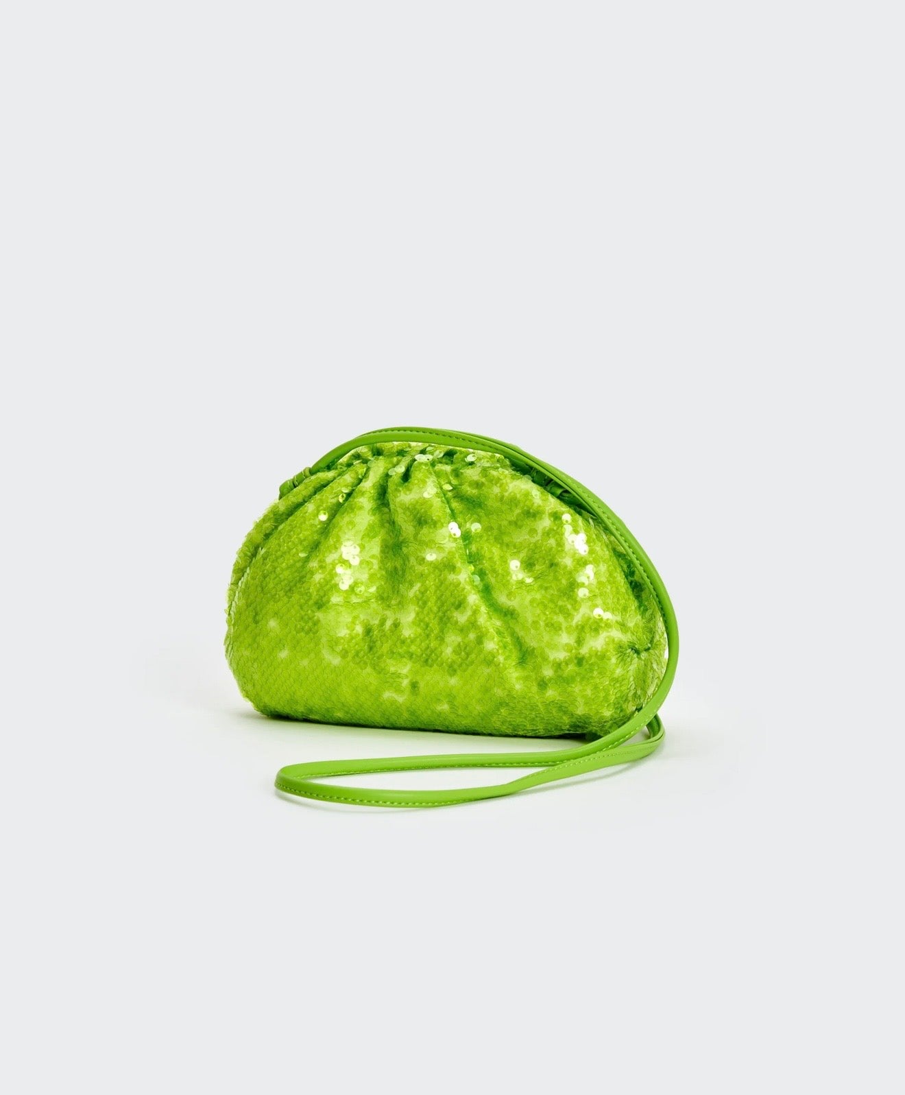 Pochette pailettata con tracolla in ecopelle VICOLO art. XAB0019 colore verde e panna