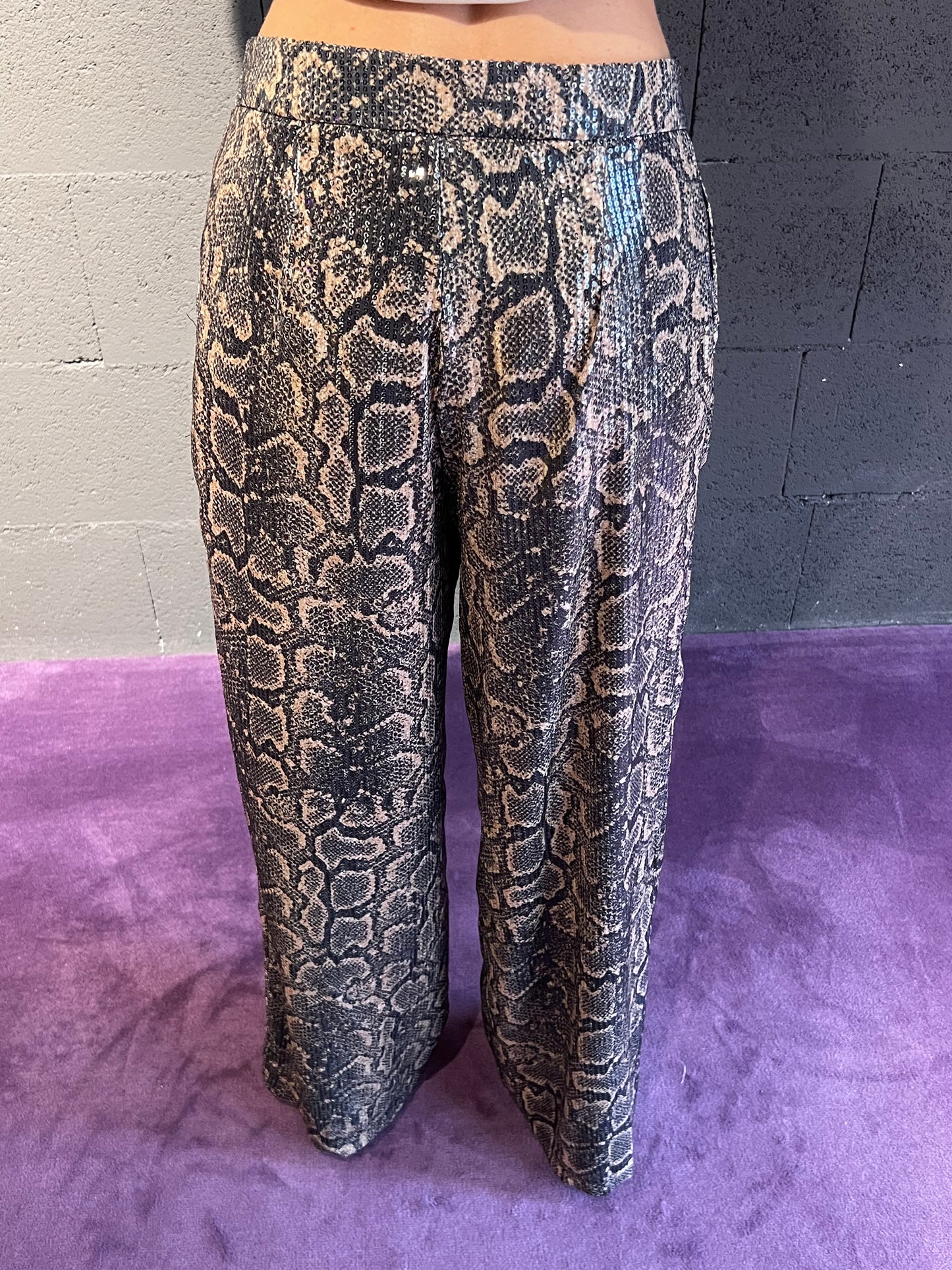 Pantalone pitonato con pailettes VIVIENNE art. VLD3461 fantasia pitonata