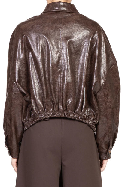 Bomber in vinile HAVEONE art. KJK-P072 colore marrone,nero