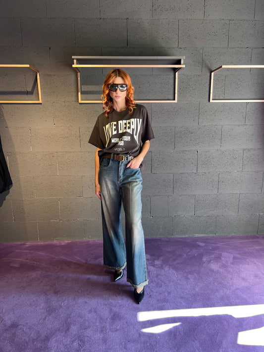Jeans largo sfrangiato TENSIONE IN art. AI25-4180 colore jeans