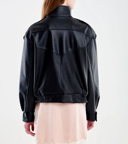 Bomber over effetto martellato VICOLO art. TAB1350 colore marrone e nero