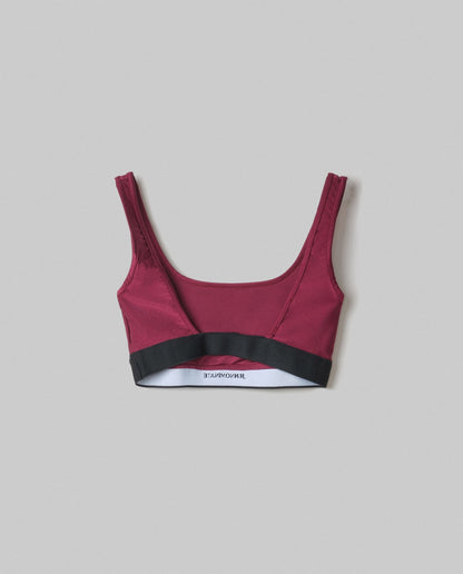 Top In Lycra Lucida Con Elastico Logato In Contrasto HINNOMINATE art. HMABW02022 colore bordeaux e marrone