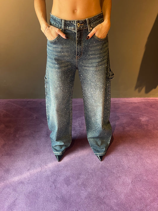 Jeans balloon con strass KONTATTO art. ZH110N colore jeans