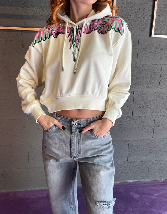Felpa con cappuccio con logo iconico colorato MARCELO BURLON art. 25ICM30000 colore nero e panna