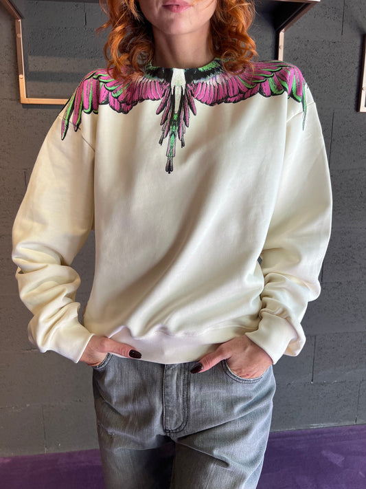 Felpa girocollo con logo iconico colorato MARCELO BURLON art. 25ICM30003 colore nero e panna