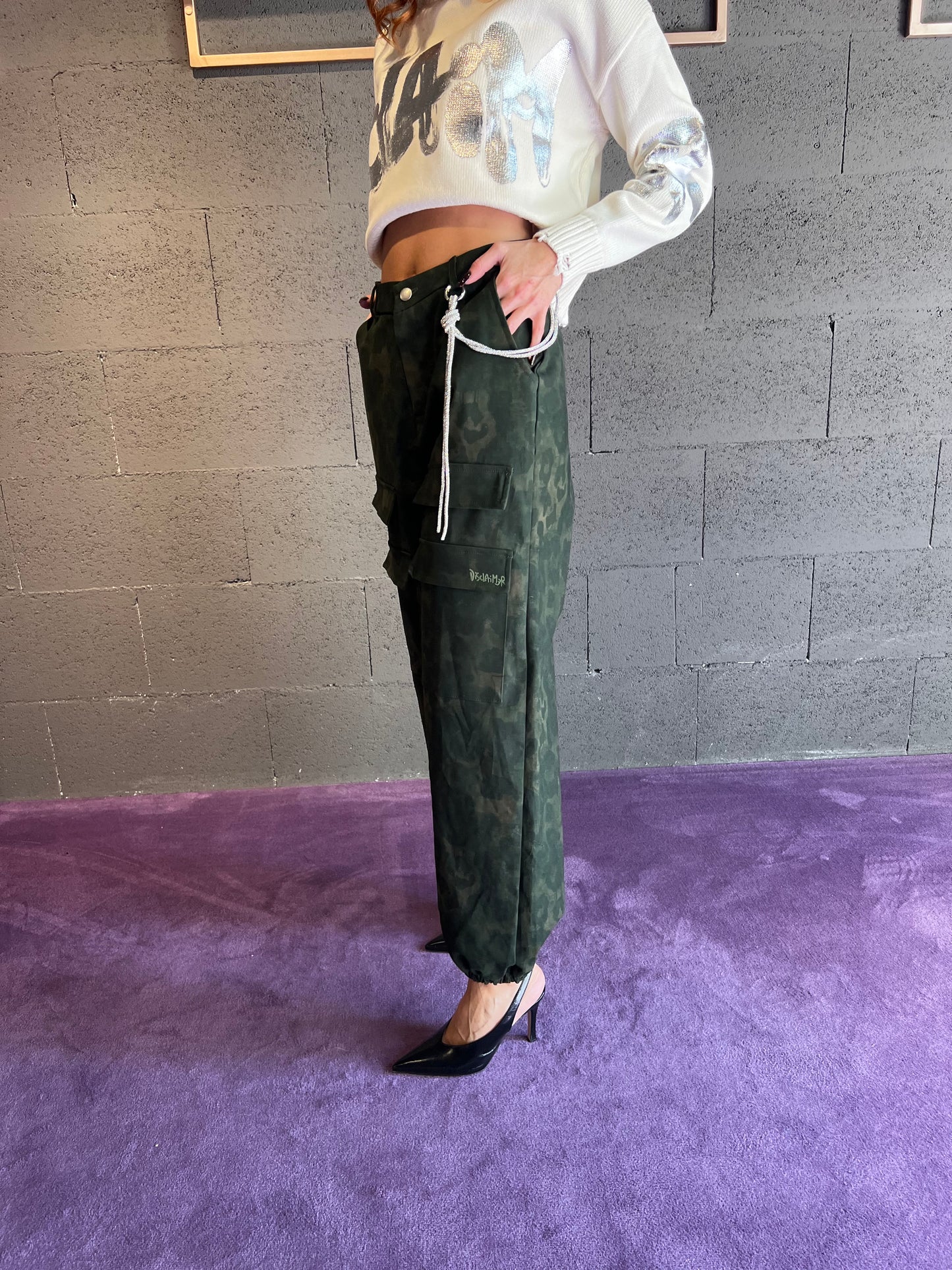 Pantalone cargo mimetico DISCLAIMER art. 25IDS55300 colore verde