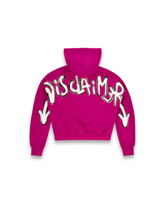 Felpa con cappuccio con scritta dietro logo DISCLAIMER art. 25IDS55150 colore nero e borgogna
