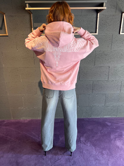 Felpa con cappuccio con logo iconico MARCELO BURLON art. 25ICM30013 colore nero e rosa