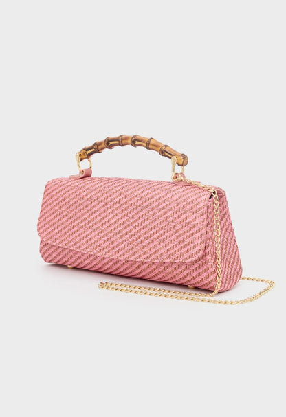 Borsa palma in paglia manico in bamboo NALI' art. GMBS0038 colore rosa