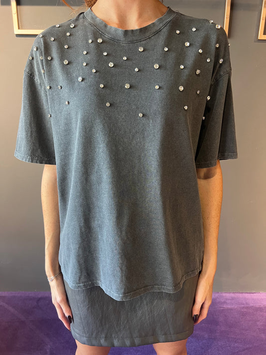 Tshirt over con pietre sparse HAVEONE art. TMA-P037 colore grigio