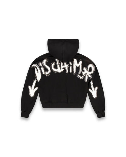 Felpa con cappuccio con scritta dietro logo DISCLAIMER art. 25IDS55150 colore nero e borgogna
