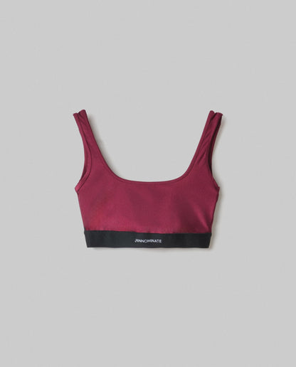 Top In Lycra Lucida Con Elastico Logato In Contrasto HINNOMINATE art. HMABW02022 colore bordeaux e marrone