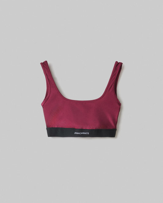 Top In Lycra Lucida Con Elastico Logato In Contrasto HINNOMINATE art. HMABW02022 colore bordeaux e marrone