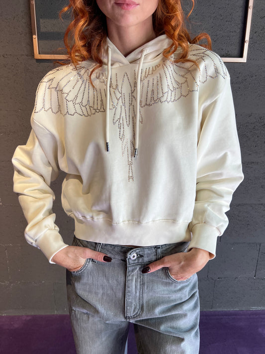 Felpa con cappuccio e logo iconico MARCELO BURLON art. 25ICM30028 colore panna