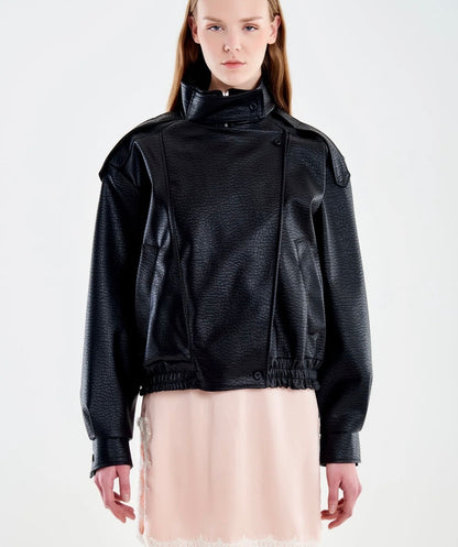Bomber over effetto martellato VICOLO art. TAB1350 colore marrone e nero