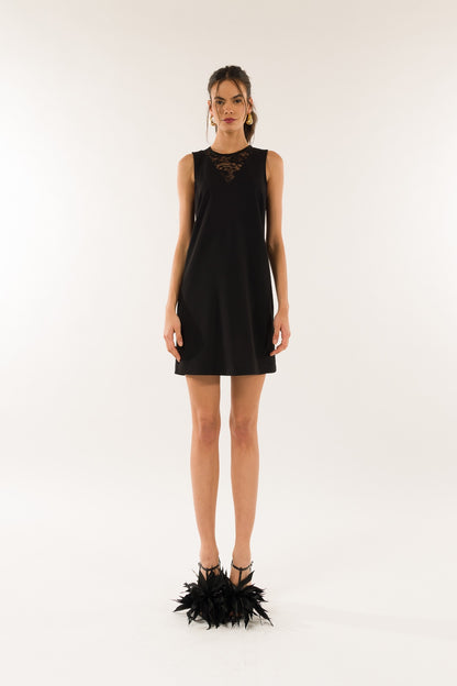Abito a giro con inserti in pizzo kontatto B762N colore nero
