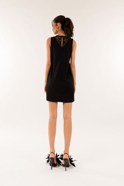 Abito a giro con inserti in pizzo kontatto B762N colore nero