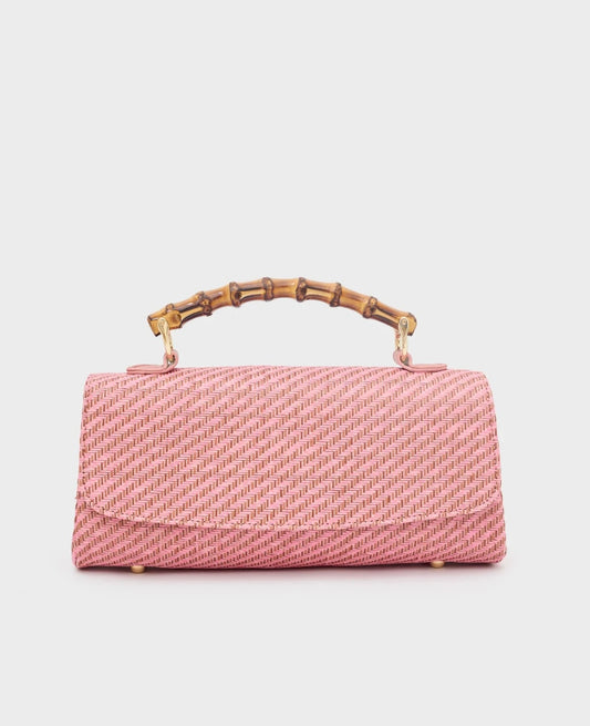 Borsa palma in paglia manico in bamboo NALI' art. GMBS0038 colore rosa