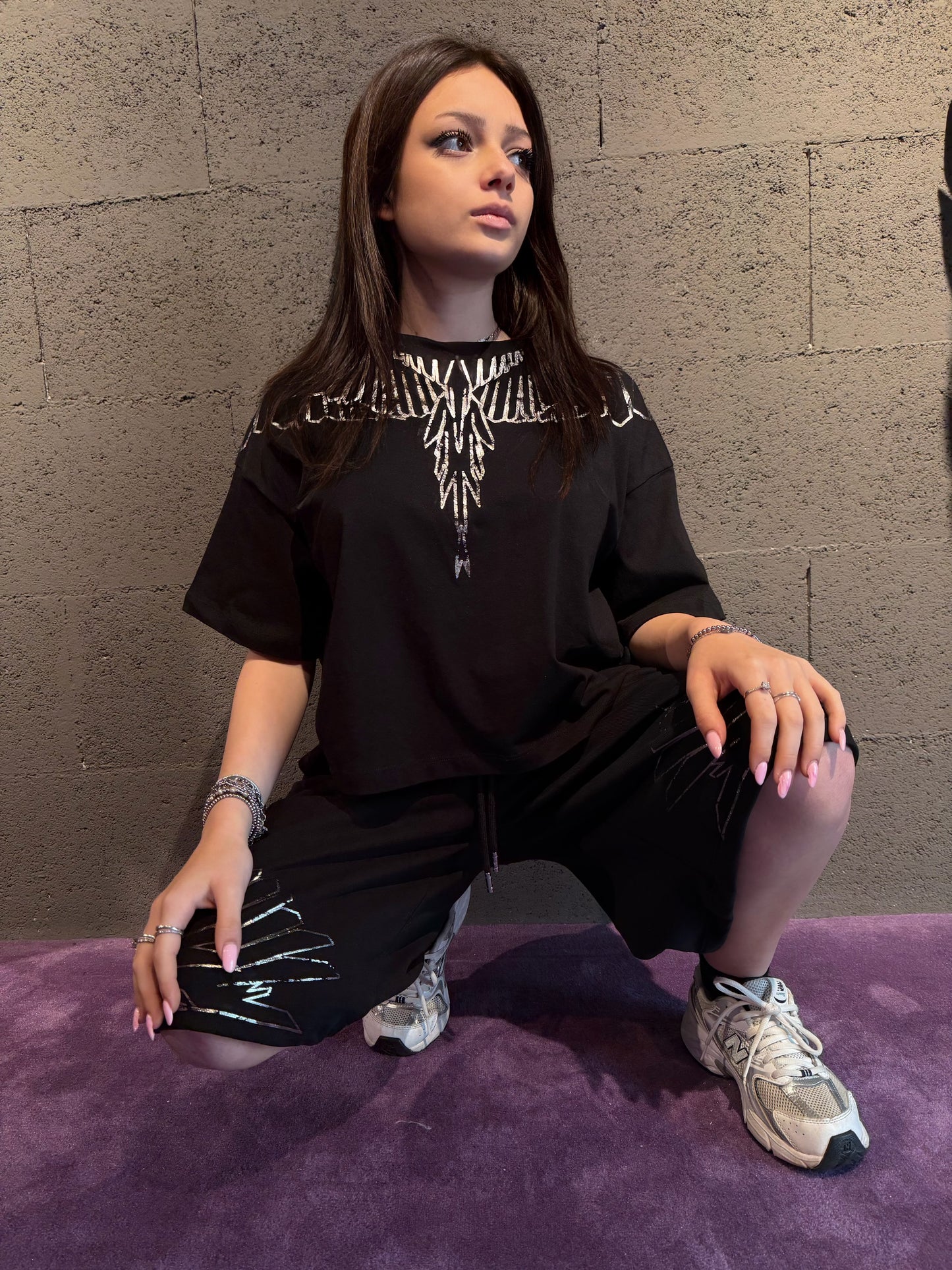 Maglia crop con stampa argento COUNTY OF MILAN art. 26ECM30115 colore bianco, nero