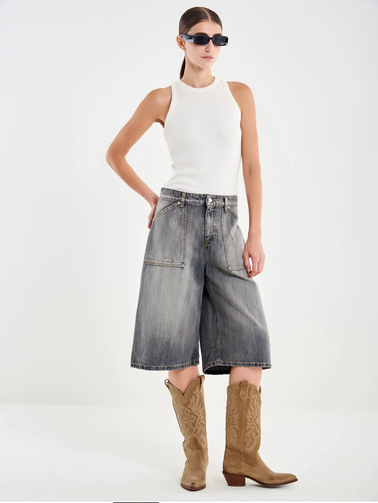 Bermudone in jeans con tasca grande VICOLO art. DF5248 colore grigio