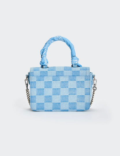 Borsa piccola in jeans con manico foulard VICOLO art. XAB0015 colore celeste