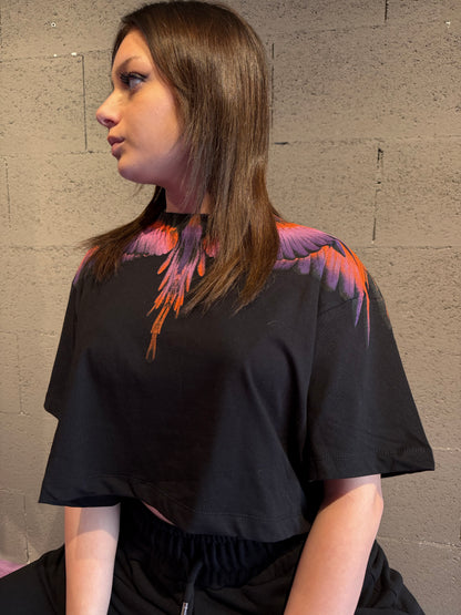 Maglia crop in jersey con stampa COUNTY OF MILAN art. 26ECM30122 colore bianco, grigio, nero, sabbia, rosa, fucsia, magenta