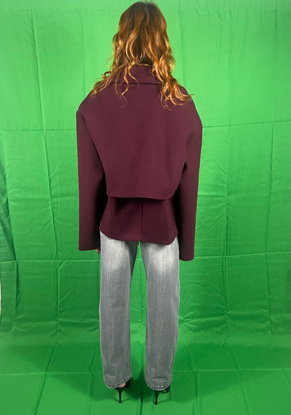 Cappotto over con frange VIVIENNE art. VLD3553 colore bordeaux, marrone