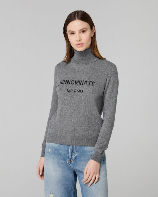 Maglione dolcevita con intarsio in cashmere HINNOMINATE art. HMABW02156 colore grigio