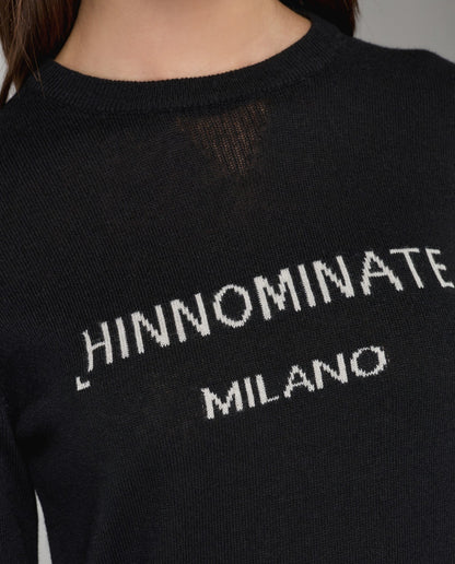 Maglione paricollo con intarsio in misto cashmere HINNOMINATE art. HMABW02155 colore nero