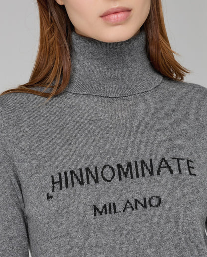 Maglione dolcevita con intarsio in cashmere HINNOMINATE art. HMABW02156 colore grigio