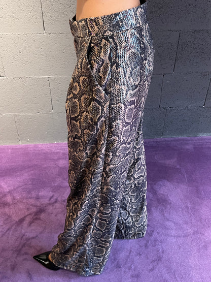 Pantalone pitonato con pailettes VIVIENNE art. VLD3461 fantasia pitonata
