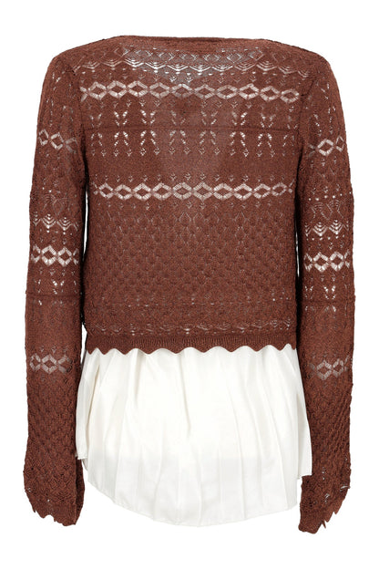 Coprispalle cropped in punto pizzo lurex AKEP MGKD05070 colore rosa e marrone outlet