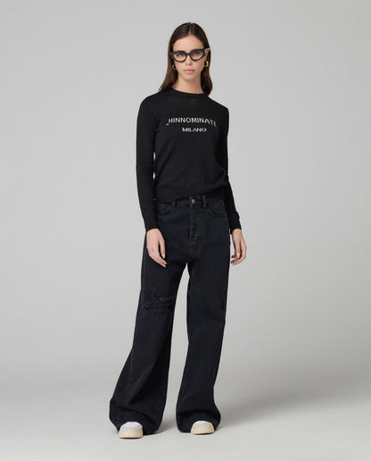 Maglione paricollo con intarsio in misto cashmere HINNOMINATE art. HMABW02155 colore nero