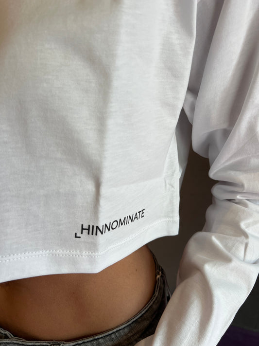 Tshirt crop basico in jersey a manica lunga HINNOMINATE art. HMABW01942 colore nero e bianco