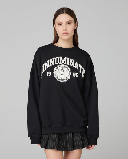 Felpa over paricollo college HINNOMINATE art. HMABW02070 colore nero e grigio