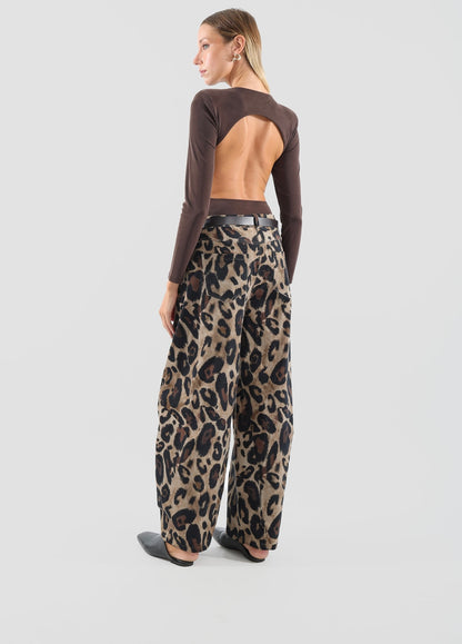 Pantalone maculato in velluto liscio HAVEONE art. PFW-P166 fantasia maculata