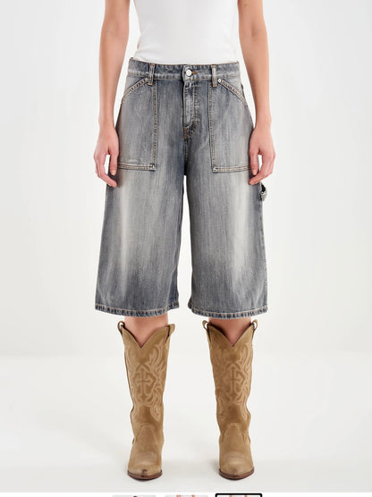 Bermudone in jeans con tasca grande VICOLO art. DF5248 colore grigio