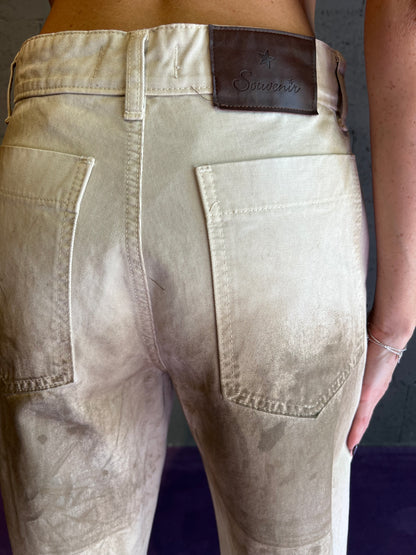 Jeans spalmato con borchie SOUVENIR art. S38M0809 colore beige