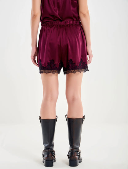 Short in raso con pizzo VICOLO art. TF1030 colore nero e bordeaux