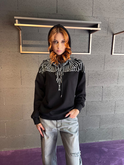 Felpa con cappuccio con logo iconico MARCELO BURLON art. 25ICM30013 colore nero e rosa