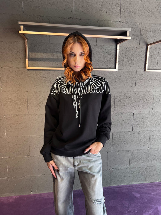 Felpa con cappuccio con logo iconico MARCELO BURLON art. 25ICM30013 colore nero e rosa