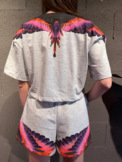 Maglia crop in jersey con stampa COUNTY OF MILAN art. 26ECM30122 colore bianco, grigio, nero, sabbia, rosa, fucsia, magenta